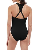 Quarter-Zip One-Piece Swimsuit