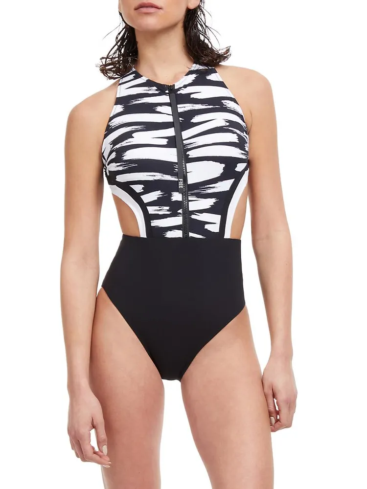 Zip-Front One-Piece Swimsuit