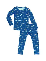 Baby Boy's, Little Boy's & Monaco Blue Long-Sleeve Shirt Pants Pajama Set