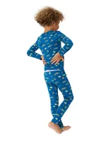 Baby Boy's, Little Boy's & Monaco Blue Long-Sleeve Shirt Pants Pajama Set