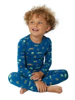 Baby Boy's, Little Boy's & Monaco Blue Long-Sleeve Shirt Pants Pajama Set