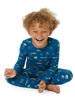 Baby Boy's, Little Boy's & Monaco Blue Long-Sleeve Shirt Pants Pajama Set