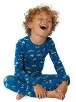 Baby Boy's, Little Boy's & Monaco Blue Long-Sleeve Shirt Pants Pajama Set