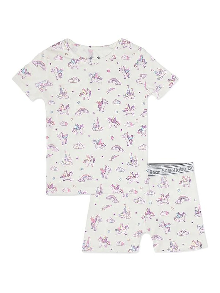 Baby Girl's & Little Girl's Unicorn T-Shirt & Shorts Set