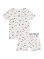 Baby Girl's & Little Girl's Unicorn T-Shirt & Shorts Set