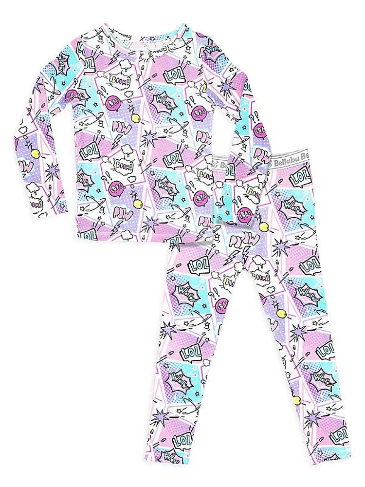 Baby Girl's, Little Girl's & Girl's Comic Long-Sleeve Shirt & Pants Pajama Set