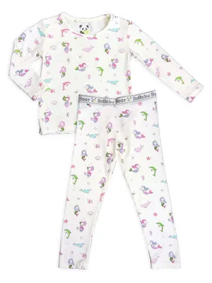 Baby Girl's & Little Mermaid Long-Sleeve Shirt Pants Pajama Set