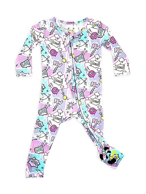 Baby Girl's & Little Comic Print Convertible Footie