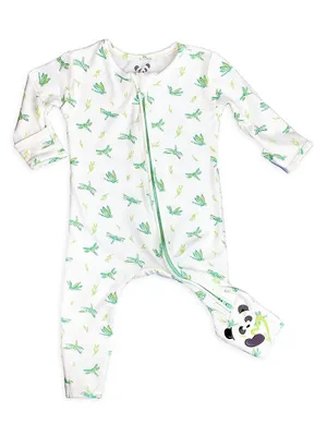 Baby Girl's & Little Dragonfly Print Convertible Footie