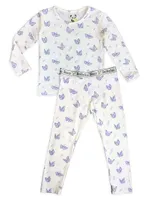 Baby Girl's & Little Butterfly Print Pajamas Set