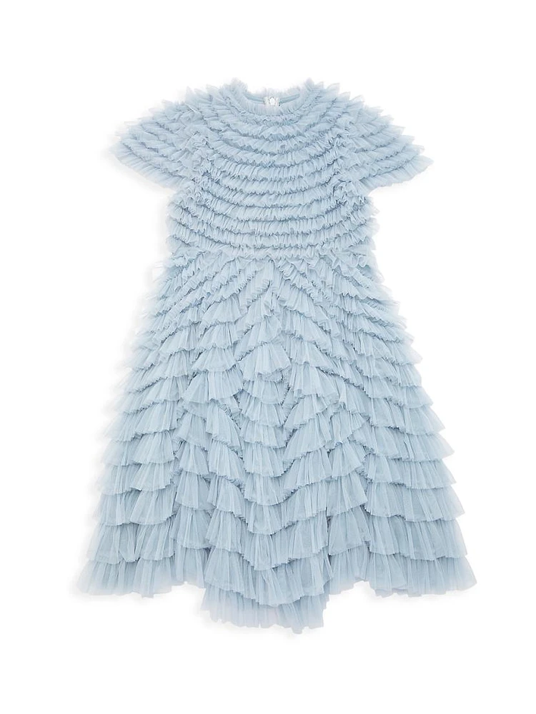 Little Girl's & Ruffle Tiered Short-Sleeve A-Line Dress