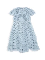 Little Girl's & Ruffle Tiered Short-Sleeve A-Line Dress