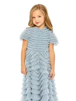 Little Girl's & Ruffle Tiered Short-Sleeve A-Line Dress