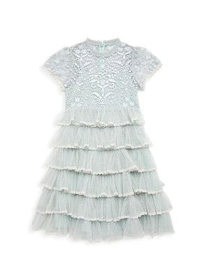 Little Girl's & High-Neck Embroidered Mini Dress