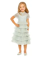 Little Girl's & High-Neck Embroidered Mini Dress