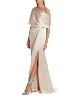 Draped Off-The-Shoulder Gown