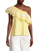 Kym Floral Eyelet One-Shoulder Blouse