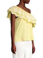 Kym Floral Eyelet One-Shoulder Blouse