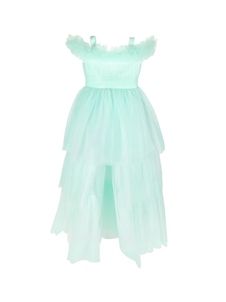 Little Girl's & Off-The-Shoulder High-Low Tulle Dress