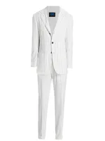 Pinstriped Cotton-Blend Three-Button Suit