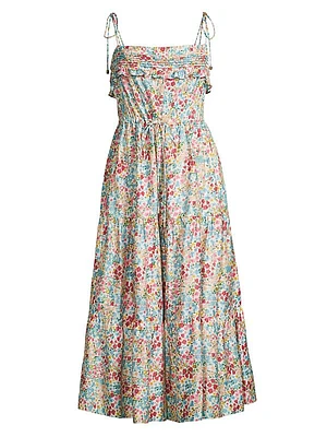 Floral Tie-Strap Midi-Dress