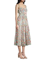 Floral Tie-Strap Midi-Dress