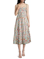 Floral Tie-Strap Midi-Dress