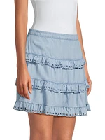 Denim Tiered Miniskirt