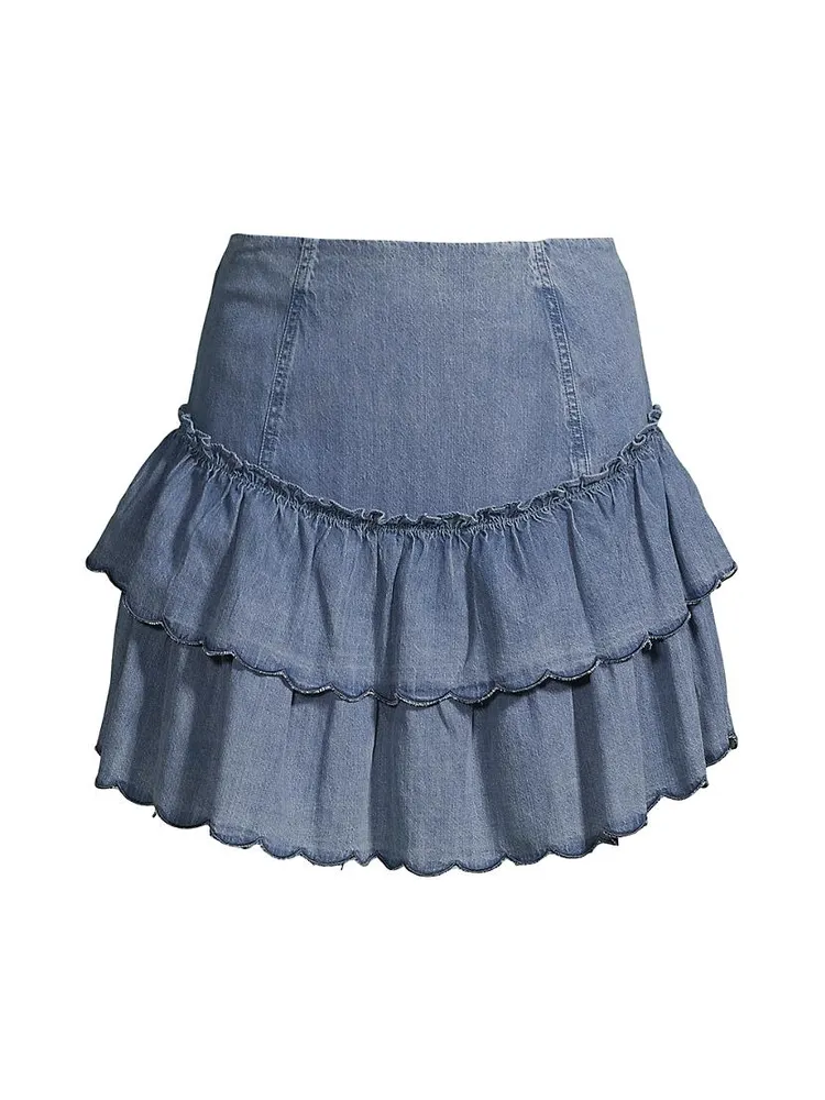 Denim Tiered Miniskirt