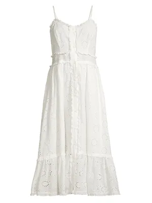 Eyelet-Trimmed Cami Midi-Dress