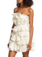 Reed Pleated Shell Strapless Minidress