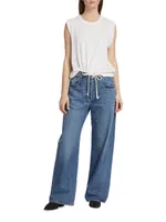 Brynn Drawstring Wide-Leg Jeans