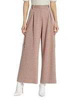 Houdstooth Cargo Wide-Leg Trousers