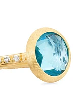 Jaipur Color 18K Yellow Gold, Blue Topaz & 0.09 TCW Diamond Ring