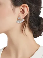 Ear Candy Rhodium-Plated & Cubic Zirconia Fan Earrings
