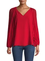 Cameron Balloon-Sleeve Blouse