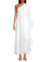 Laura One-Shoulder Ruffled Maxi Dress