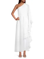 Laura One-Shoulder Ruffled Maxi Dress
