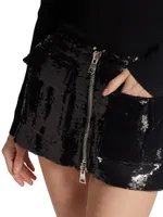 The Sterling Sequined Cargo Miniskirt