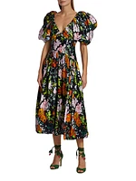 Gabrielle Floral Plunge Midi-Dress