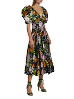 Gabrielle Floral Plunge Midi-Dress