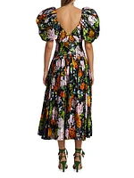 Gabrielle Floral Plunge Midi-Dress