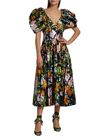 Gabrielle Floral Plunge Midi-Dress