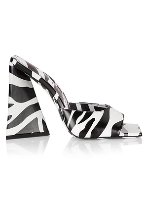 Devon 115MM Zebra-Print Leather Mules