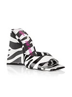 Devon 115MM Zebra-Print Leather Mules