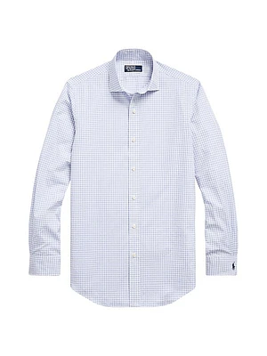 Grid Poplin Button-Front Shirt