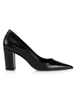 Stuart 85MM Leather Block Pumps