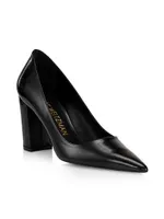 Stuart 85MM Leather Block Pumps