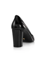 Stuart 85MM Leather Block Pumps