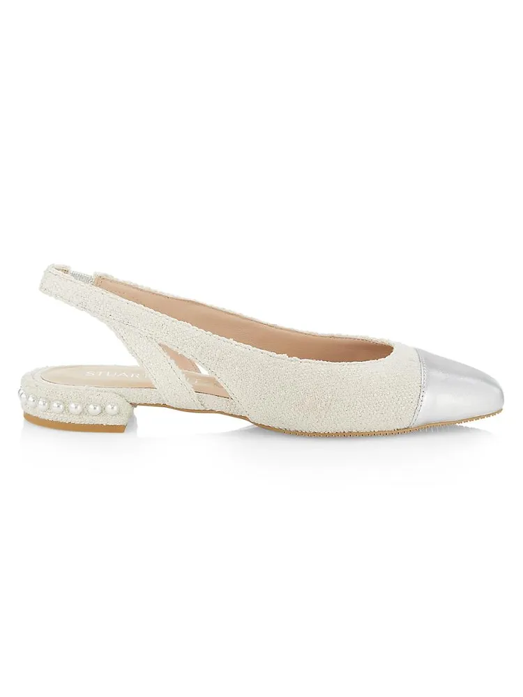 Pearl Imitation-Accent Slingback Flats